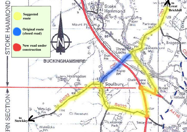 [IMAGE: map of Soulbury area showing bypass and diversion: 100kB]